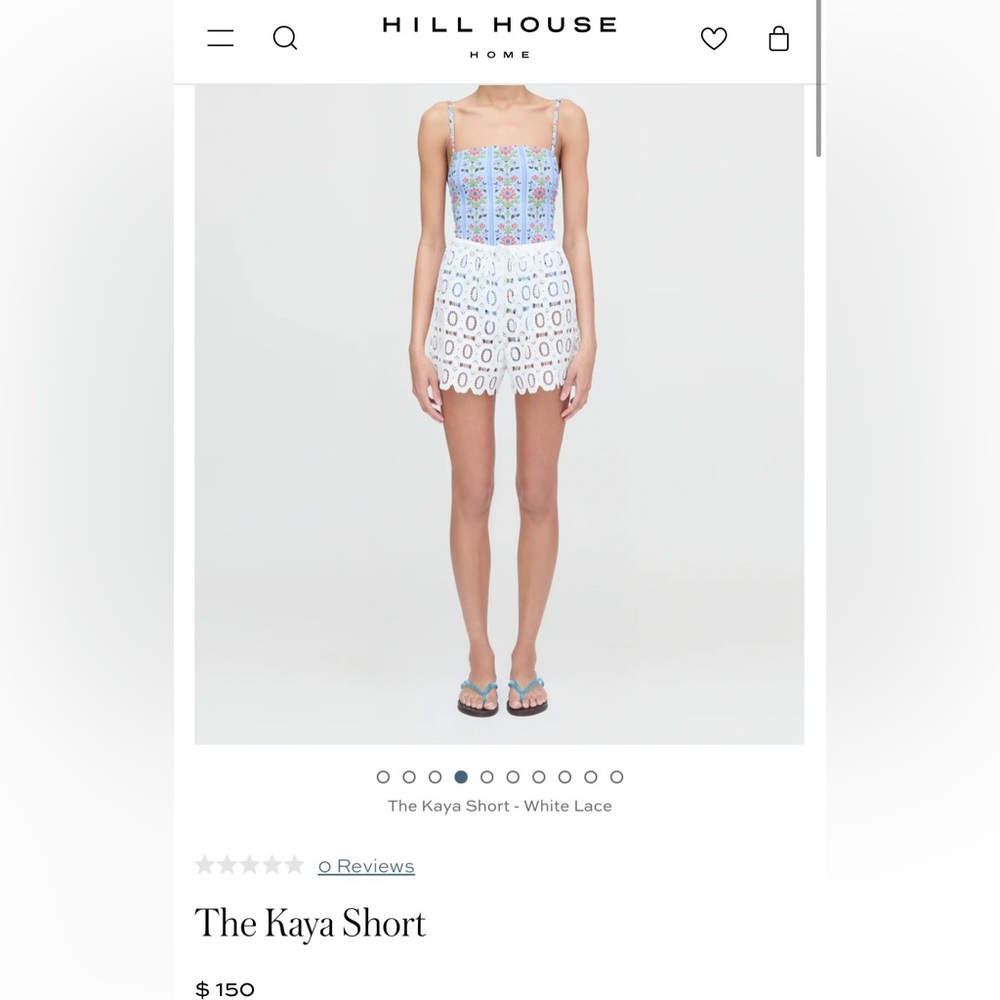 NWT Hill House - Kaya shorts, size Large, in “White Lace.”